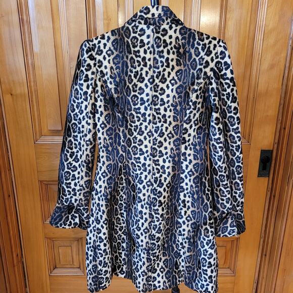 Vintage Leopard Print Faux Fur Coat Mid Length Double Breasted Y Apparel USA - Picture 4 of 14